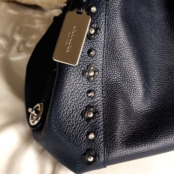 COACH Edie 31 Silver Stud/Floral Rivets Classic Handbag - Picture 16 of 16